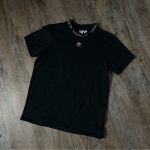 Black & Shimmery Rose Gold Adidas Top
